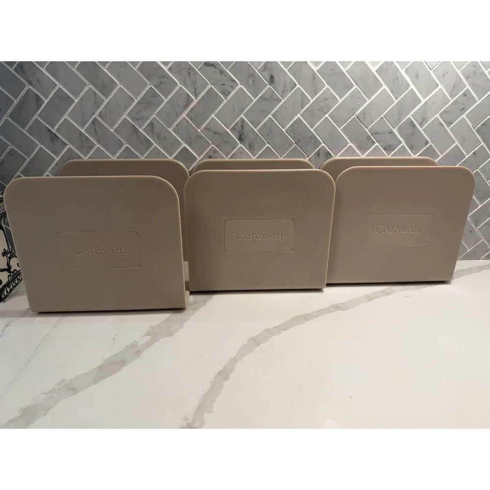 Caraway Set Of 3 Magnetic Pot Pan Lid Holder Organizer Storage Dividers Beige
